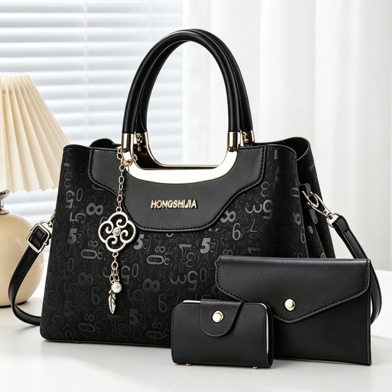 Women'S Crossbody Bags - 3ピースファッションレディースハンドバッグセット、女性用ライトラグジュアリーデジタルプリントクロスボディバッグ、大容量マルチポケットショルダーバッグ