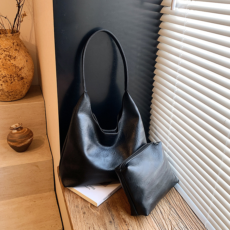 Women Bags 2026 Trends - レトロシンプルな大型レディーストートショルダーバッグ 2026年新作 軽量デイリーハンドバッグ 多ポケット ショッピング、仕事、旅行、アウトドアに最適