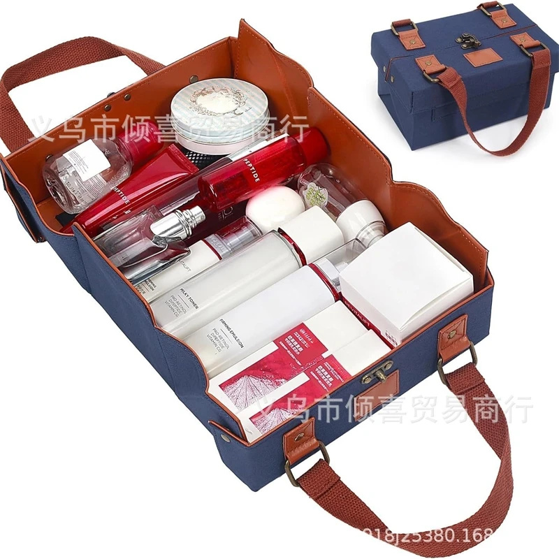 Women Vanity Bags - レザー製マグネット式メイクアップトートバッグ、化粧品オーガナイザーポーチ、女性用ハンディビューティーストレージ、旅行用バニティデスク、誕生日プレゼント