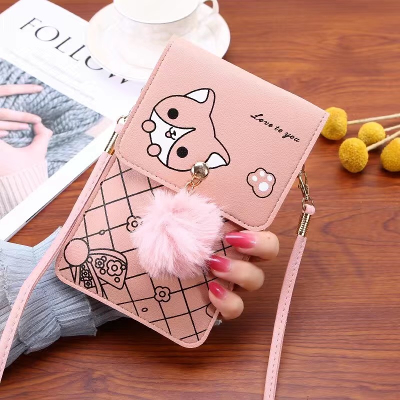 Women'S Crossbody Bags - かわいい漫画柄のタッチスクリーン対応スマホバッグ 女性用 - スリムで透明なクロスボディバッグ ミニショルダーポーチ ウォレット