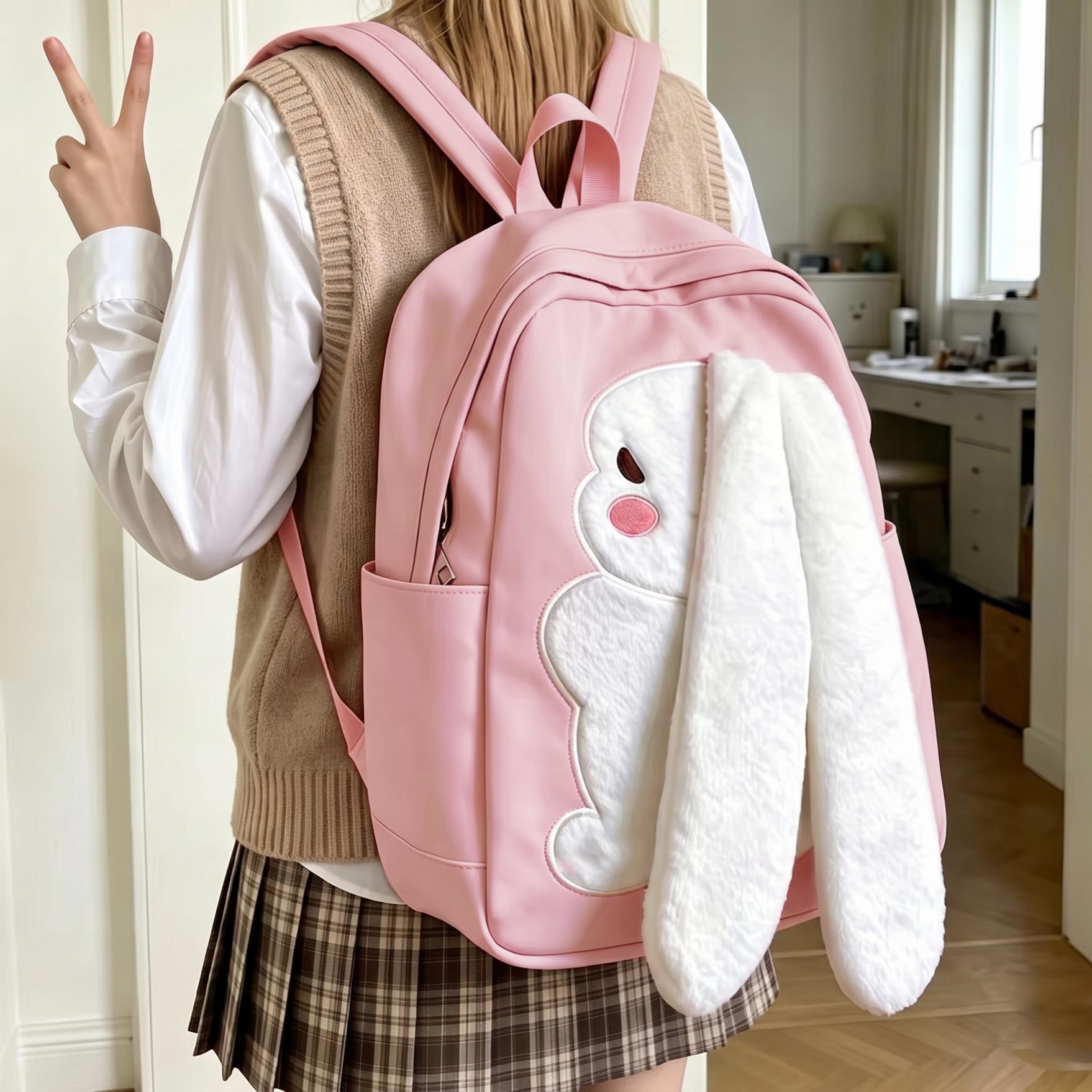 Women'S Best Bags For Travel - ウサギ柄のバックパック、ウサギをモチーフにしたデザイン。 人気の軽量バックパック、スタイリッシュな通勤バッグ、大容量トラベルバッグ、多機能収納バックパック、ティーンエイジャーに最適、新学期に最適、バレンタインデーの最高の贈り物、友人や大切な人への贈り物、ガールフレンドへの贈り物、楽しいギフト。