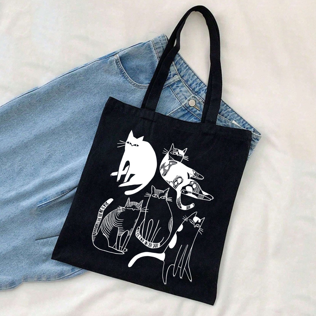 ワンラインで描かれたヨガをする女性のイラストが入ったキャンバ - Women'S Yoga Bags のレビューと価格