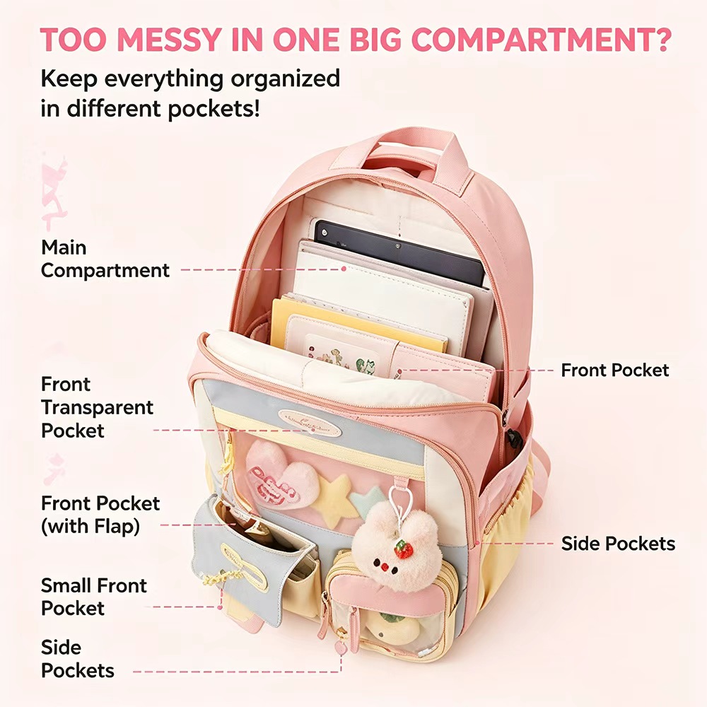 女の子用バックパック かわいいカワイイスクールバッグ 多ポケ - Women Bags Polene のレビューと価格