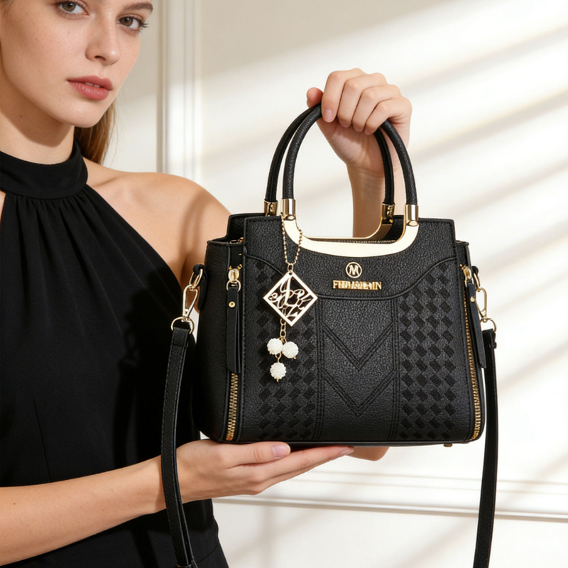 ライチ柄PUレザー製の3ピースハンドバッグセット。 この無地 - Women'S Crossbody Bags のレビューと価格