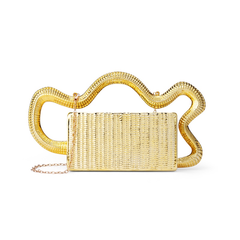 2026年アクリルファッション蛇型ハンドルハンドバッグ多用途 - Women Bags Golden のレビューと価格