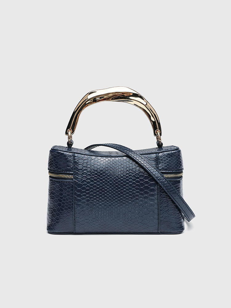 PUレザーボックスバッグ クロコダイルエンボス加工 トップハ - Women Vanity Bags のレビューと価格