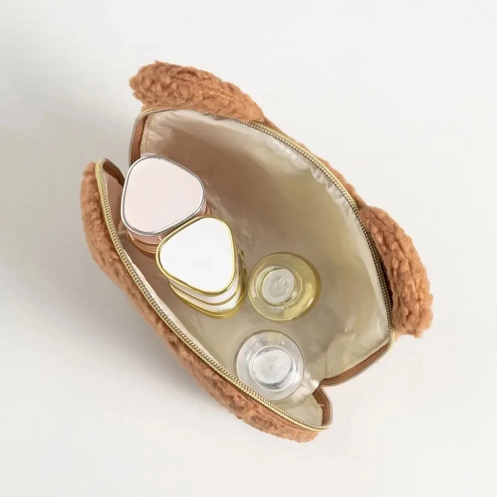 かわいいクマ耳付きシェルパメイクアップバッグ、キュートなテデ - Women Vanity Bags のレビューと価格
